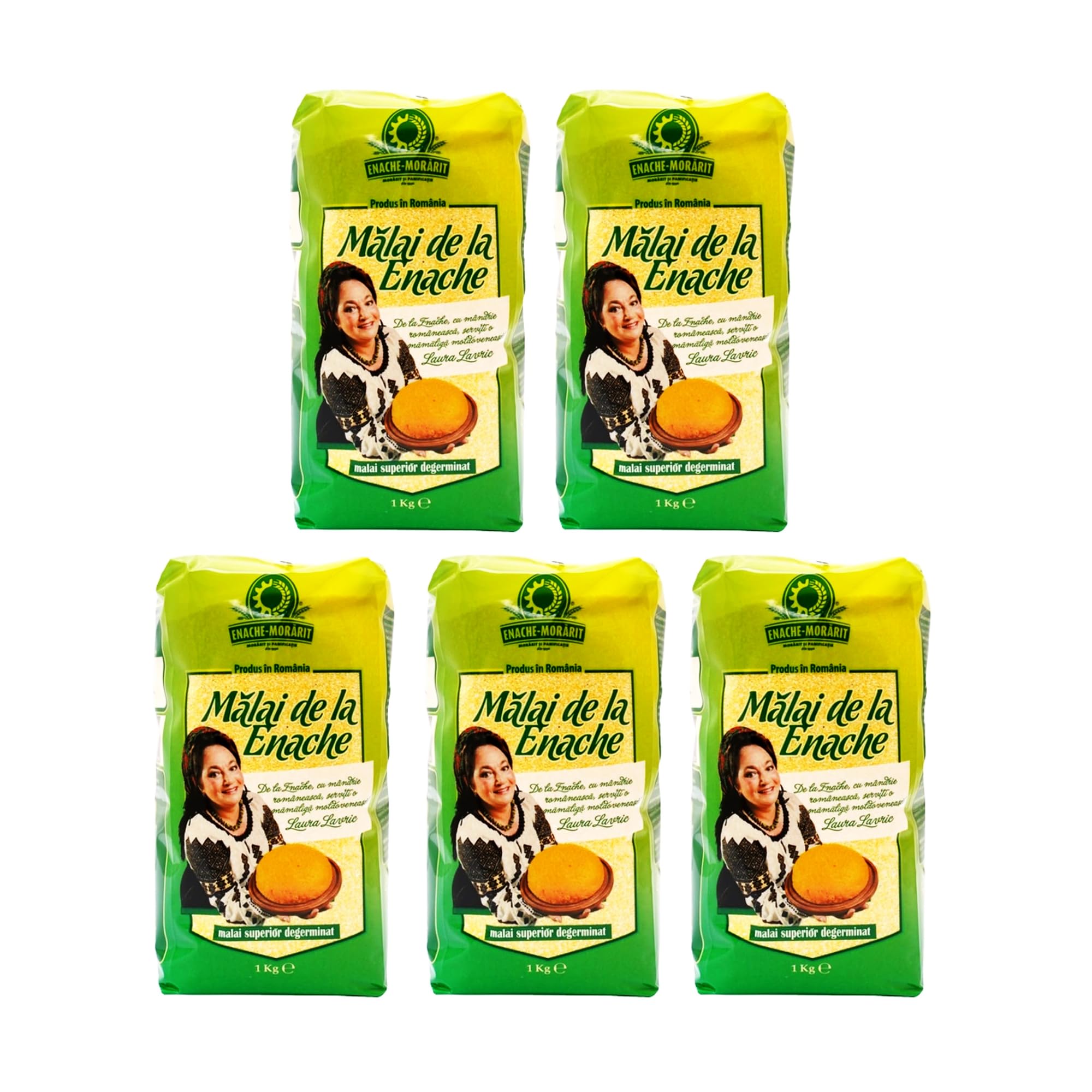 Enache Cornflour Malai Superior Verde, 1Kg Corn Flour Meal for Cooking, Romanian Origin (Enache Malai Superior Verde 1Kg, 5 Pack)