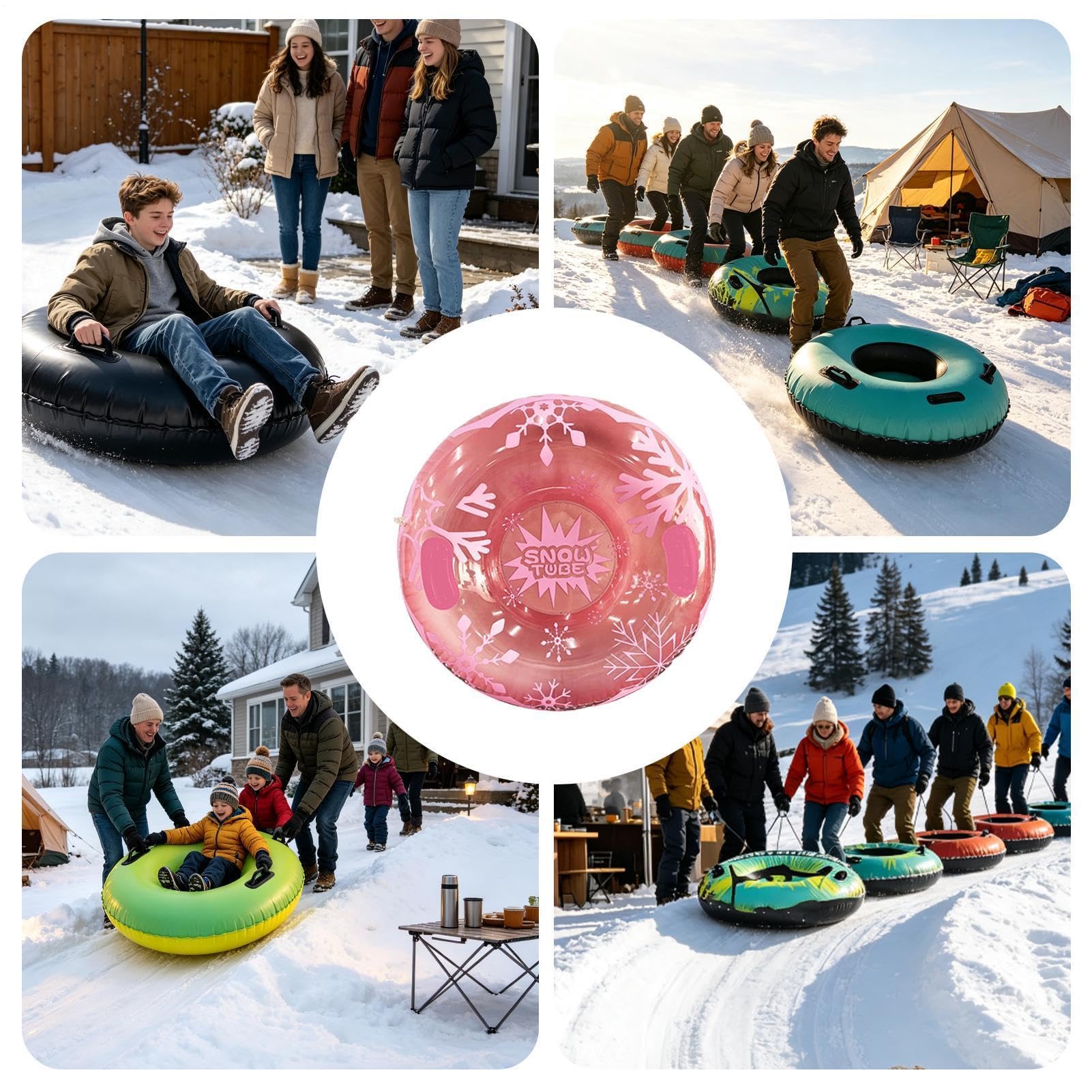 Slitta Gonfiabile Neve PVC Antiscivolo Con Presa Ispessita Ciambella