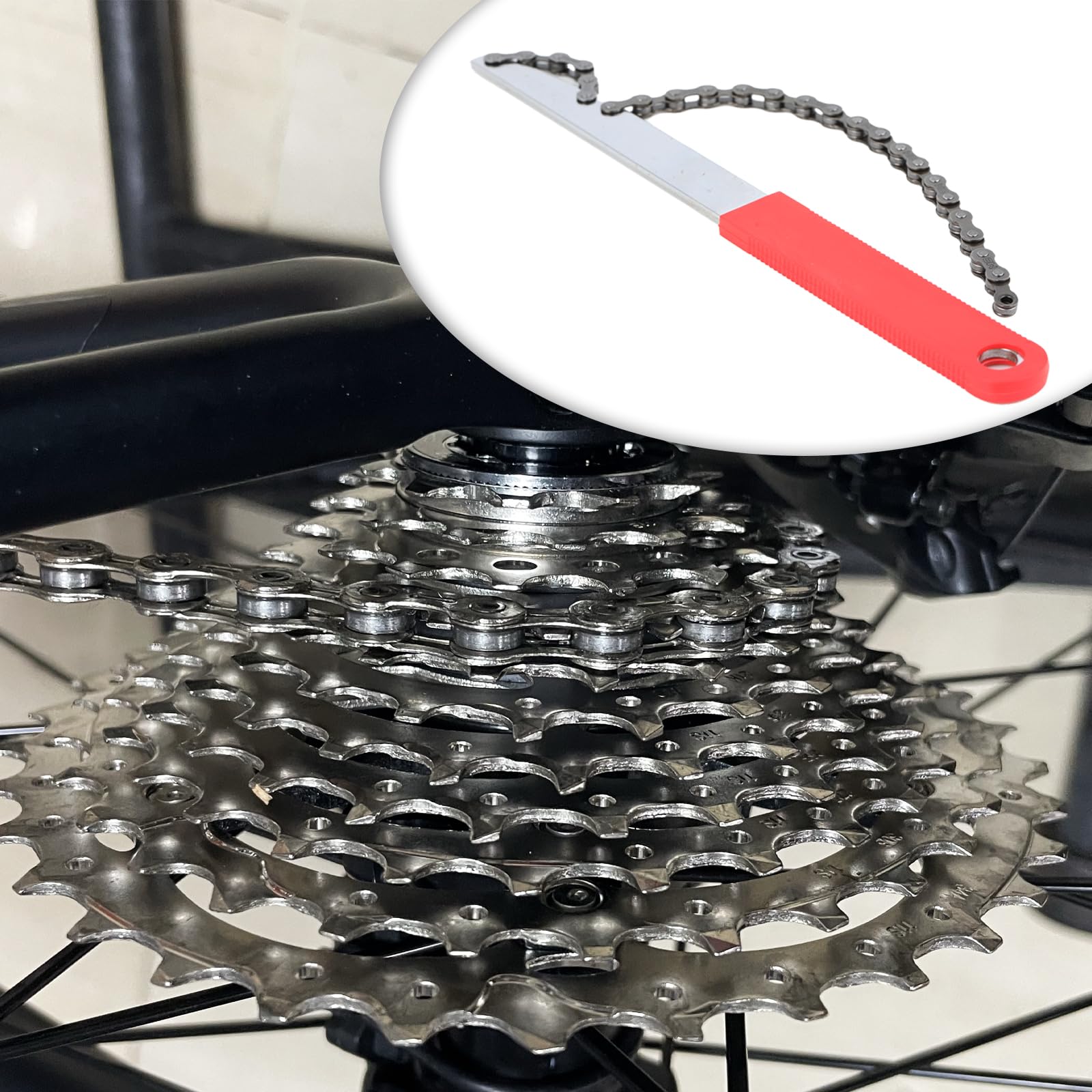 Kit Attrezzi Catena per Bici Chiave Pacco Pignoni e Estrattore Ruota Libera con Frusta per Catena per rimozione pignone sblocco Ruota Libera e Multi-velocità per Bici Corsa e MTB