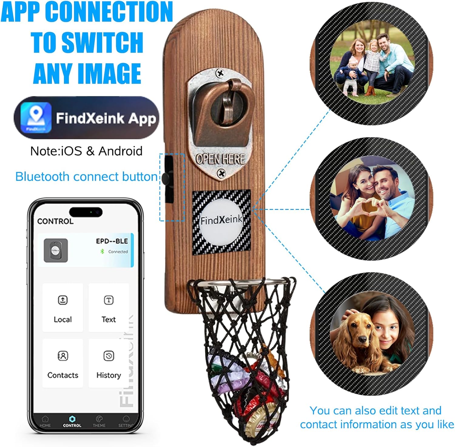 Beer Bottle Openers with DIY Ink Screen, Traceless Bottle Opener Wall Mounted, Can Custom Picture/Medical ID/Contact Information, Bar Accessories for Kitchen, Ideal Beer Gifts for Men