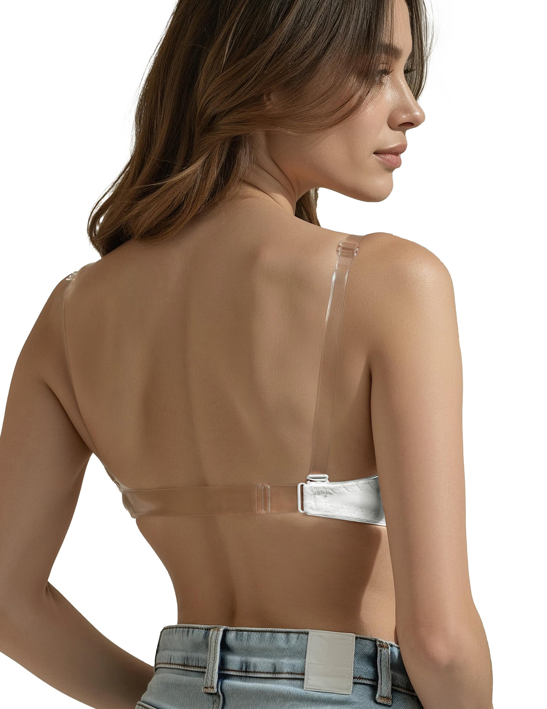 Vivisence Mujer Sujetador Push-Up Sin Espalda Microfibra Tirantes Silicona 1086