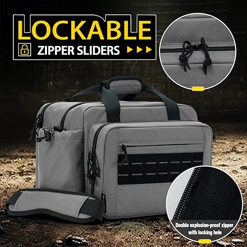 Vista 13 de VEAGIA Bolsa de rango,Estuche de pistola,Bolsas de gama de armas para pistolas y bolsa de munición 2 pistolas suave bolsa de tiro de transporte Camo