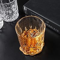 Vista 5 de KANARS Juego de 4 vasos de whisky estilo antiguo con caja de lujo - 10 oz. Utensilio de bar con base pesada para whisky escocés, bourbon, licor
