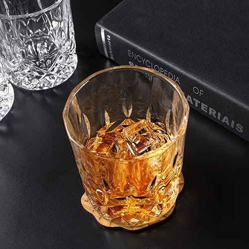 Miniatura 4 de KANARS Vasos de whisky antiguos  Juego de 2 vasos de whisky Crystal Rocks de 10 onzas para whisky, bourbon, ron, licor y bebidas de cóctel, regalo