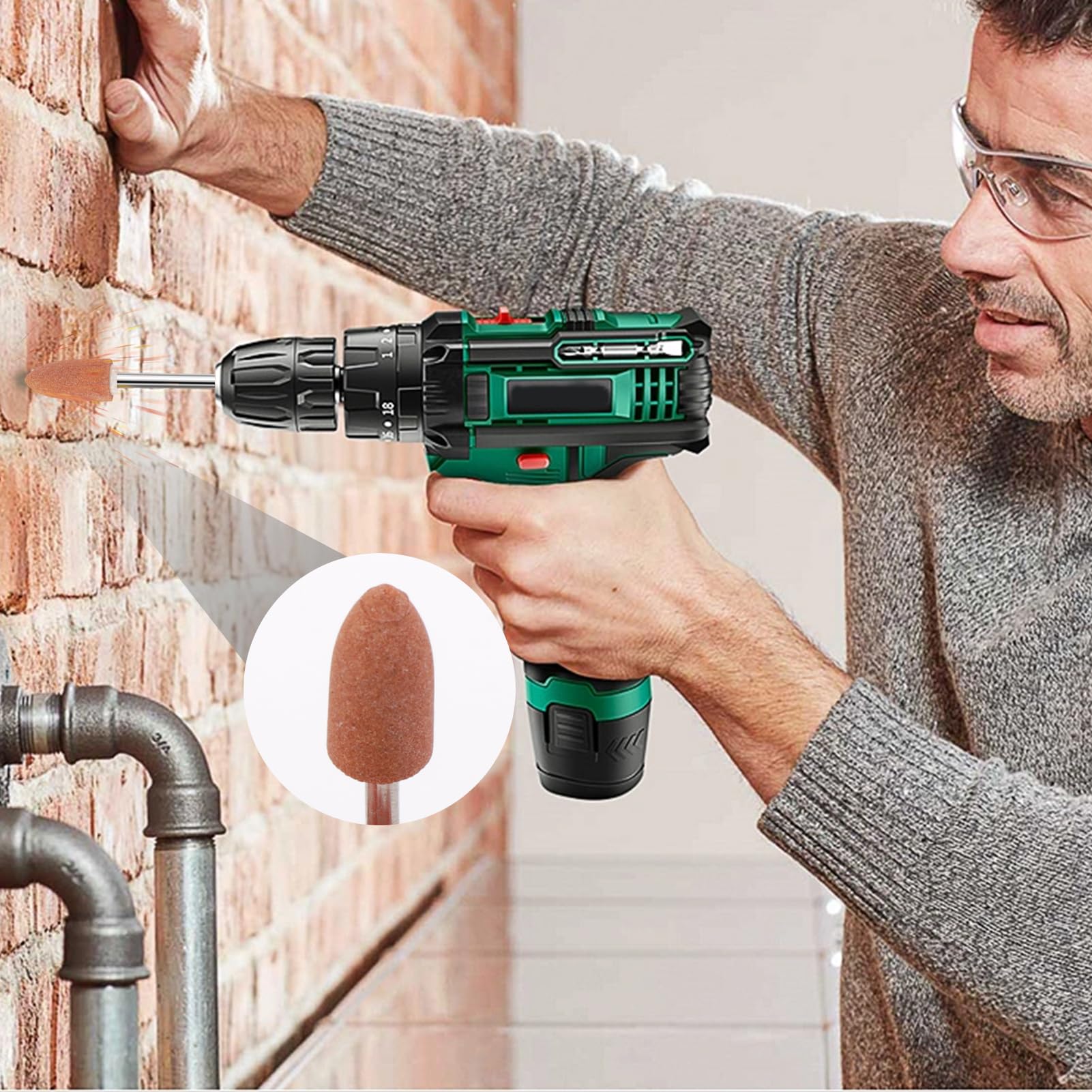 42 Pezzi Accessori per Smerigliatura in Ossido di Alluminio con Gambo da 1/8", Compatibili con Utensili Rotativi, per Affilare, Levigare e Rimuovere su Metalli e Legno