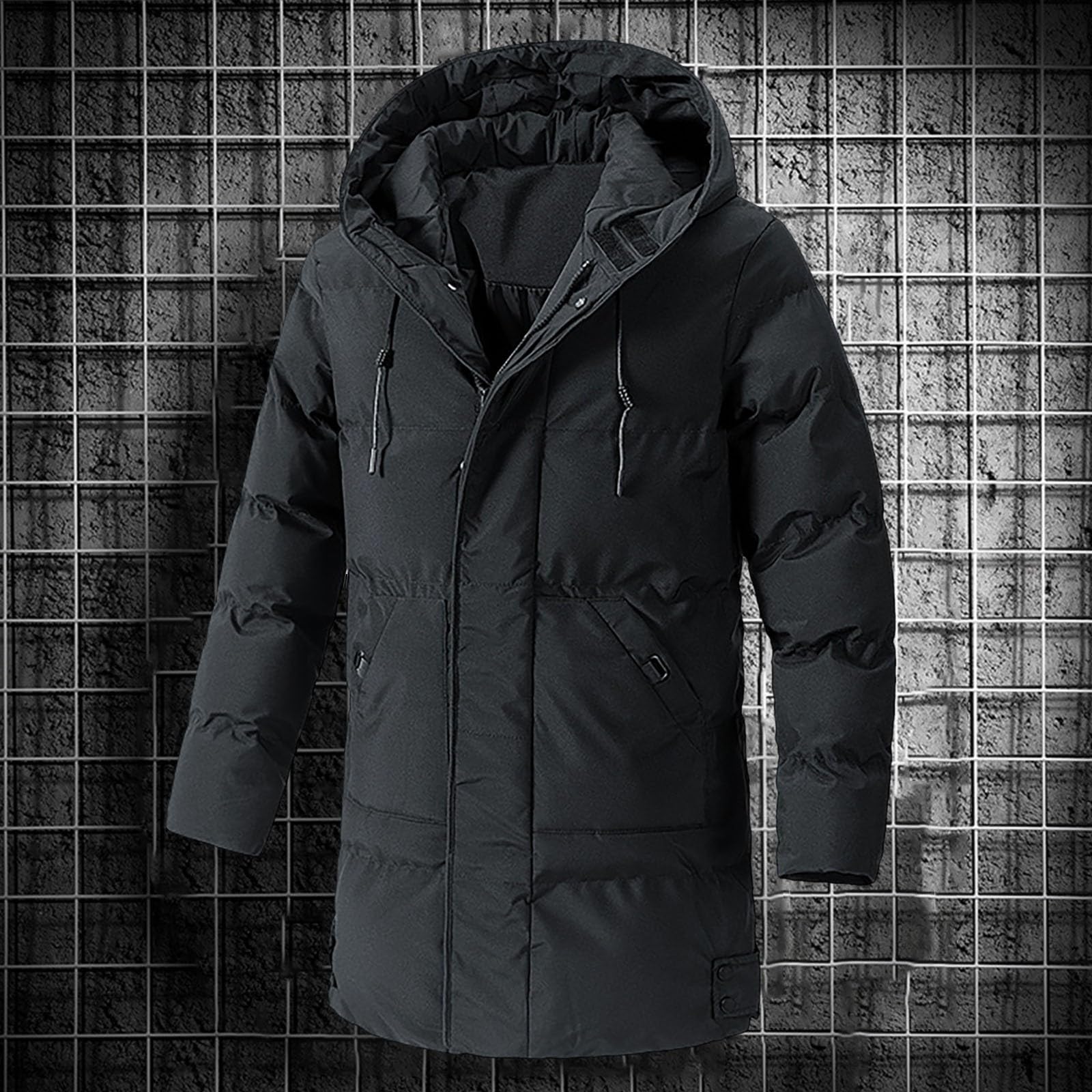 Chaqueta de invierno larga para hombre de invierno, parka con capucha, resistente al viento, impermeable, cálida, acolchada, con capucha