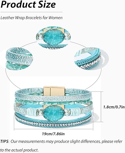 Miniatura 6 de Long tiantian Pulseras de cuero para mujer, pulseras bohemias, pulseras de cuero para mujer, pulseras apilables de varias capas, joyería occidental