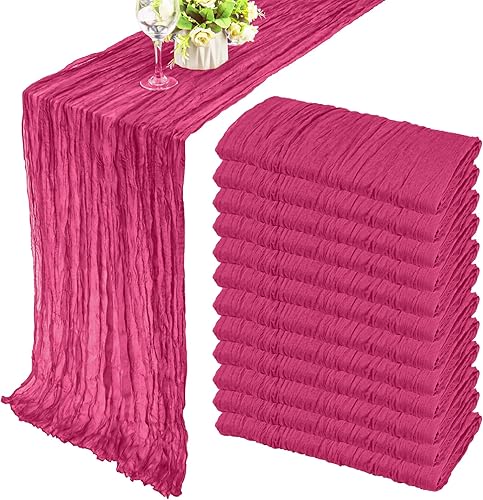 Miniatura 34 de Paquete de 12 Caminos de Mesa de Estopilla de 10 Pies 35x120 Pulgadas Camino de Mesa de Gasa Boho Estopilla Rústica Caminos de Mesa Largos Azul