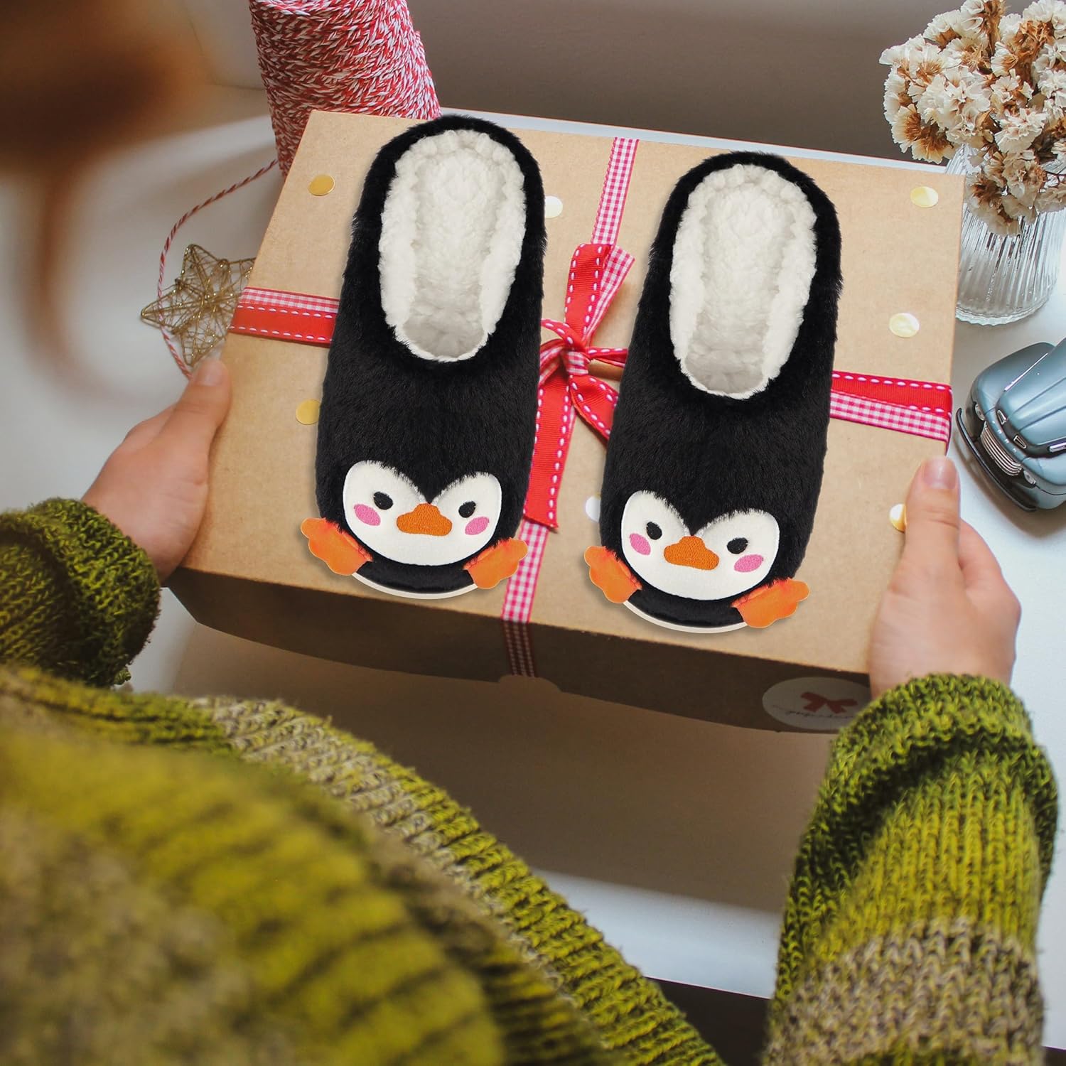 Jeasona Animal Slippers Women Sloth Horse Owl Penguin Elephant Gifts for Women - Image 4