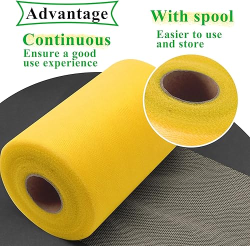 Miniatura 142 de Rollos de tela de tul rojo de 6 pulgadas por 100 yardas (300 pies), carrete de tela, cinta de tul para envoltura de regalos de Navidad, lazo de tutú