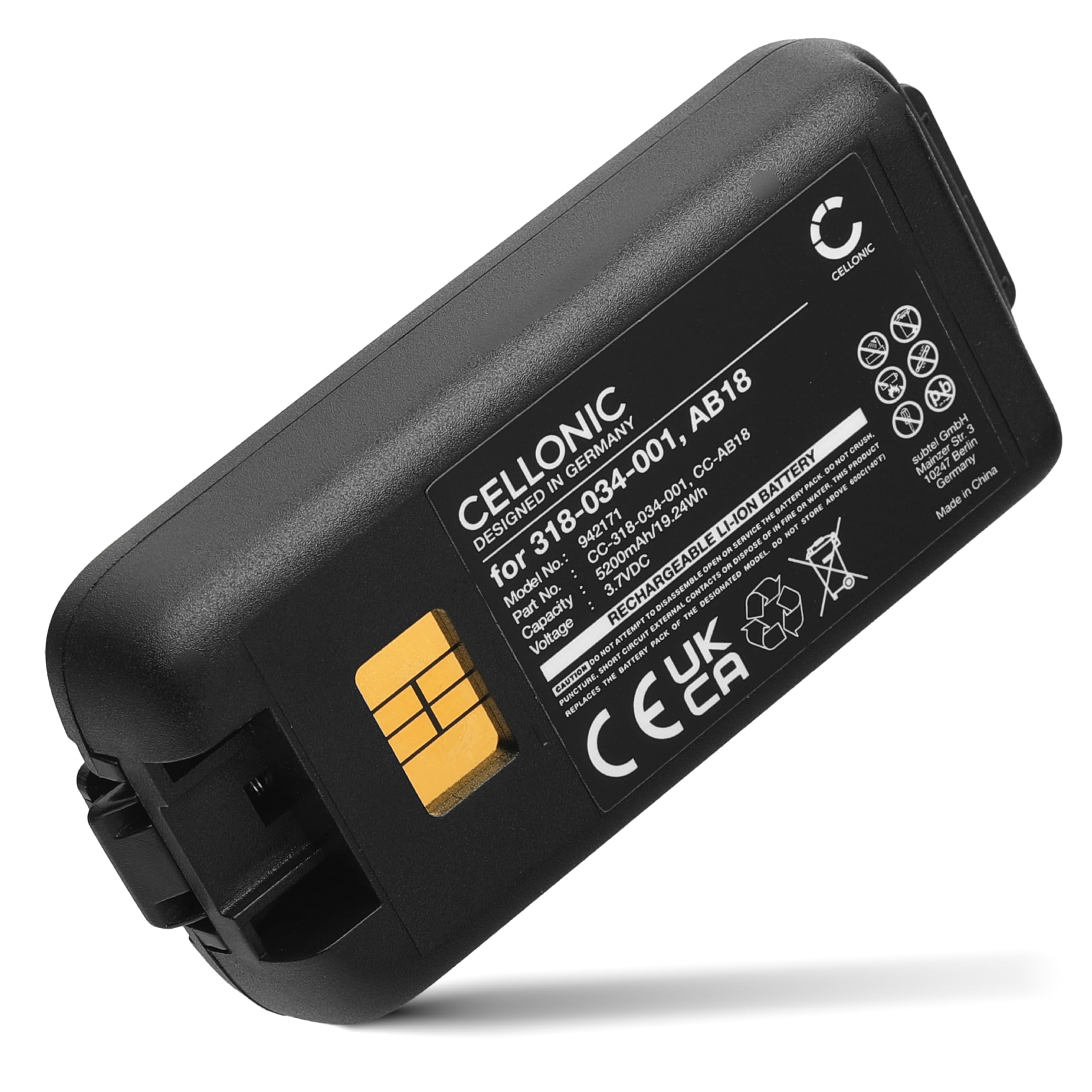 CELLONIC 1x Batería para Escáner códigos de Barras Compatible con Intermec CK3, CK3B, CK3X, AB17 - (5200mAh, 3.7V)