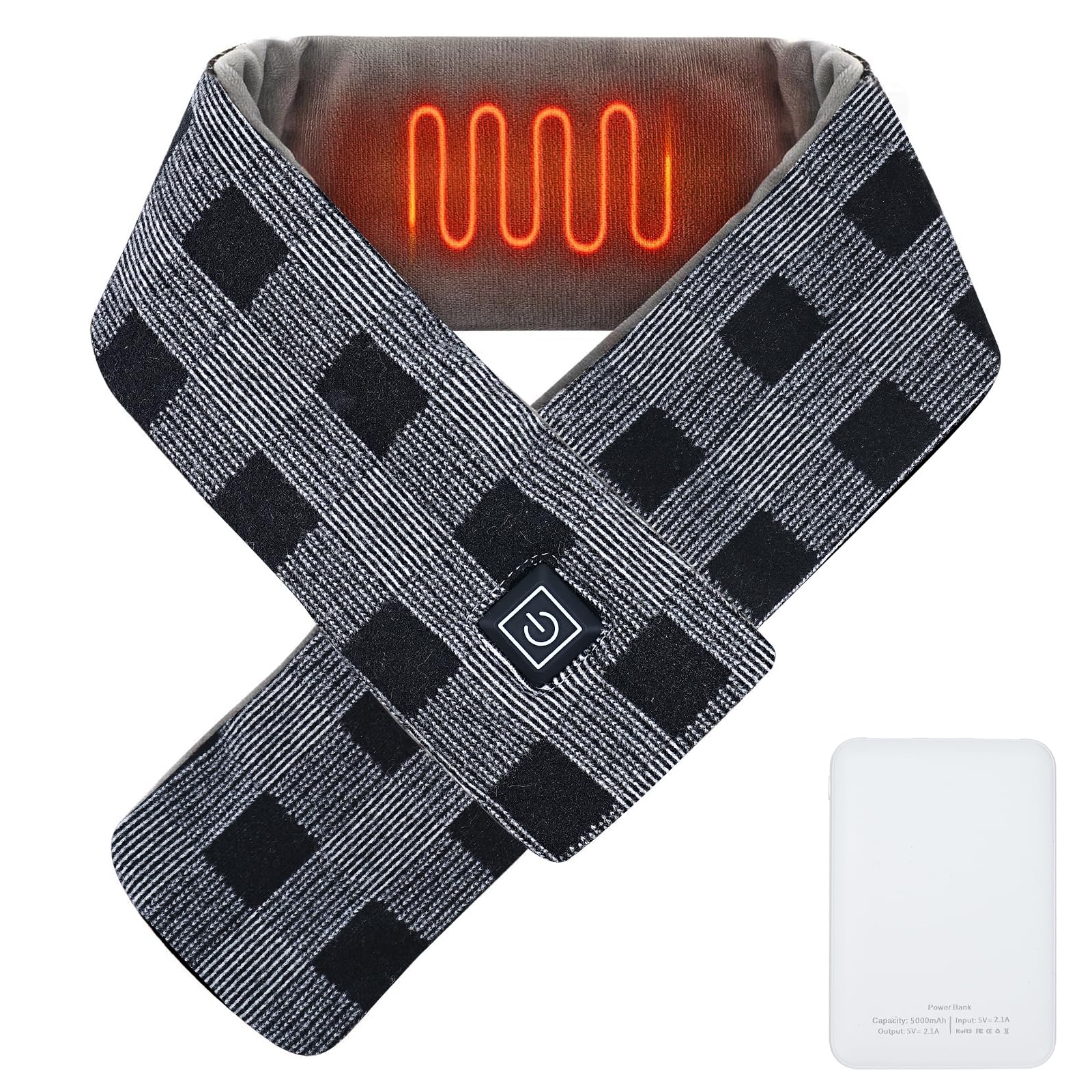 Heated Scarf, Heated Neck Wrap Rechargeable Heating Pad for Neck Pain Relief Cordless Heating Pad with 3 Heating Levels for Women Men Cordless Portable Heated Neck Scarf Electric Heated Neck Warmer