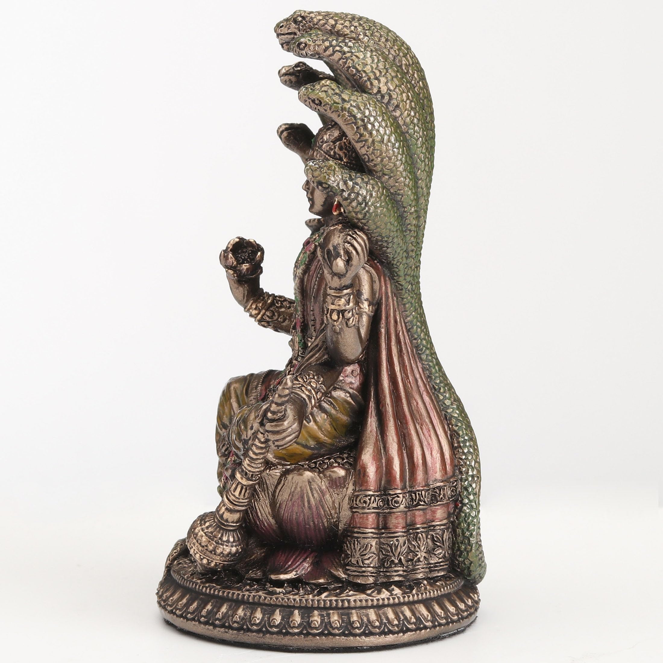 Veronese Design Shesha Vishnu - Scultura in resina fusa a freddo con finitura in bronzo, divinità indù da 9 cm