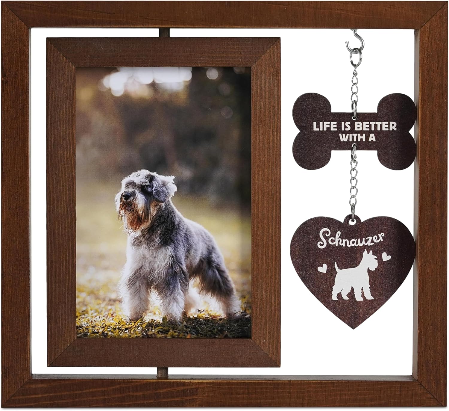 InnoBeta Schnauzer Gifts, Rotating Picture Frame, 4x6 Double-Sided Display Photo Frame, Life is Better with A Schnauzer
