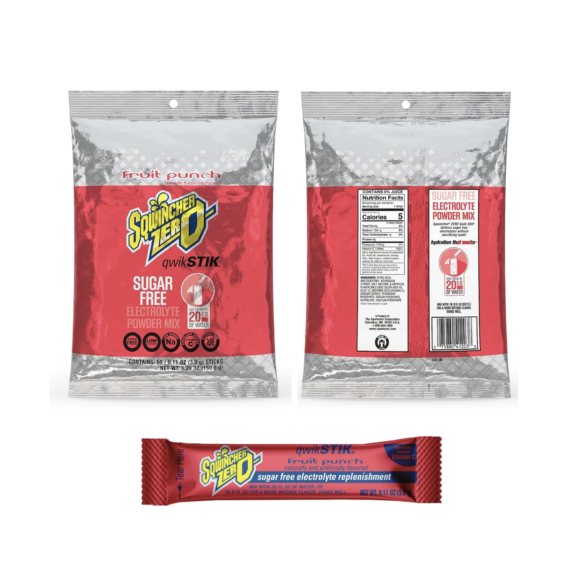 Sqwincher Zero Qwik Stik Electrolyte Replenishment Drink Mix
