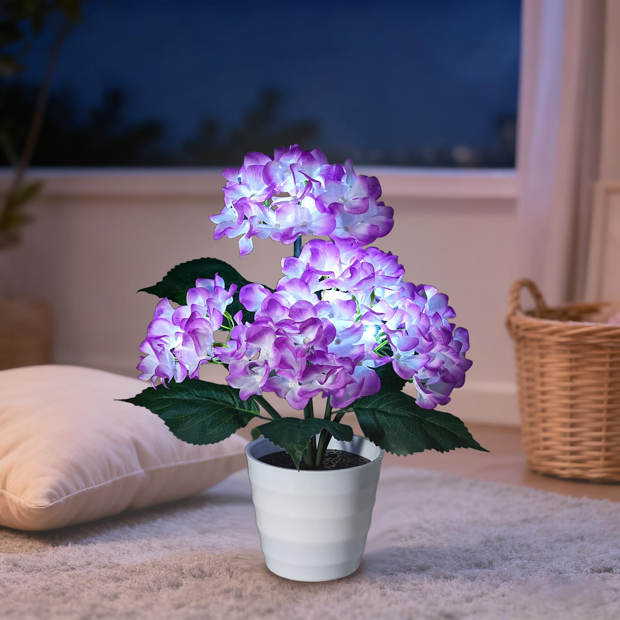 Purple Hydrangea Flower Table Lamp Decor Gifts for Women Birthday