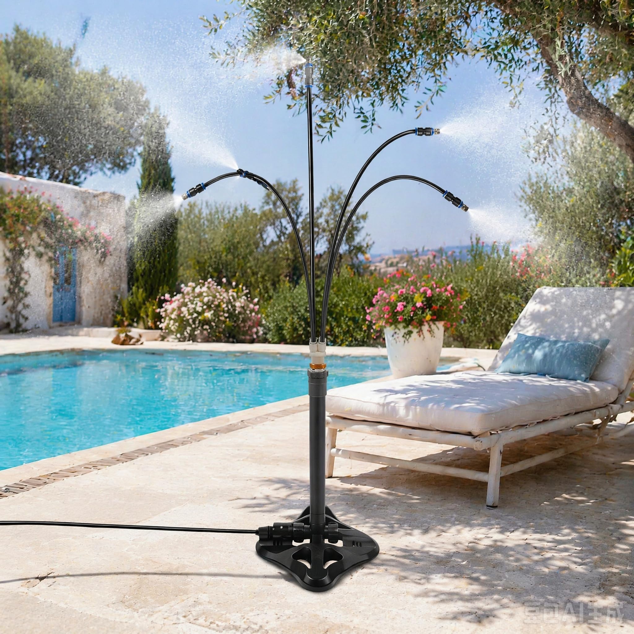 Wassernebel KüHlung Terrasse, Stehendes Vernebelungssystem, SprüHnebel Terrasse, 4 MessingdüSen Mit FormgedäChtnisrohr GartensprüHküHler FüR Garten, Terrasse Und Pool (B Erweitert *1)