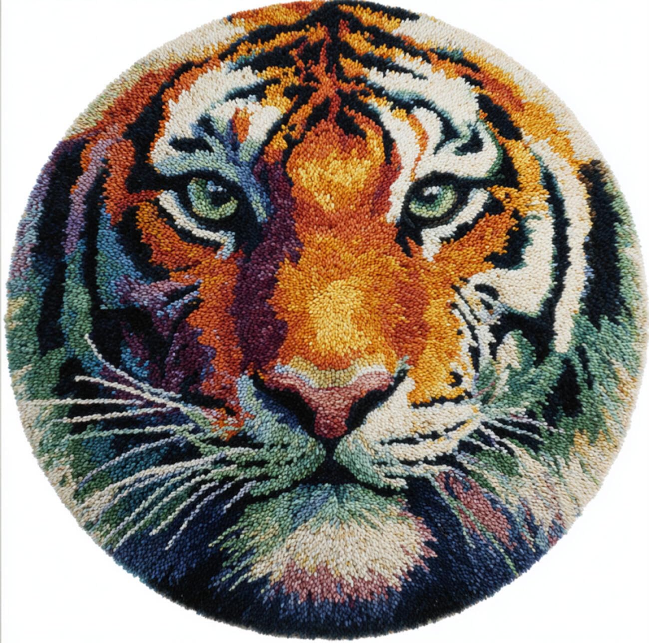 Kitquiver Animal Tapestry Kits for Adults Tiger Head DIY Crochet Kits Needlework Crafts for Home Decor，Latch Hook Kits for Beginners Adults 60x60cm
