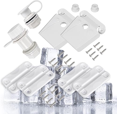 Miniatura 4 de Kit de piezas de repuesto para enfriador, para bisagras de plástico Igloo Ice Chest, combo de pestillo y tornillos de plástico, tapón de drenaje de