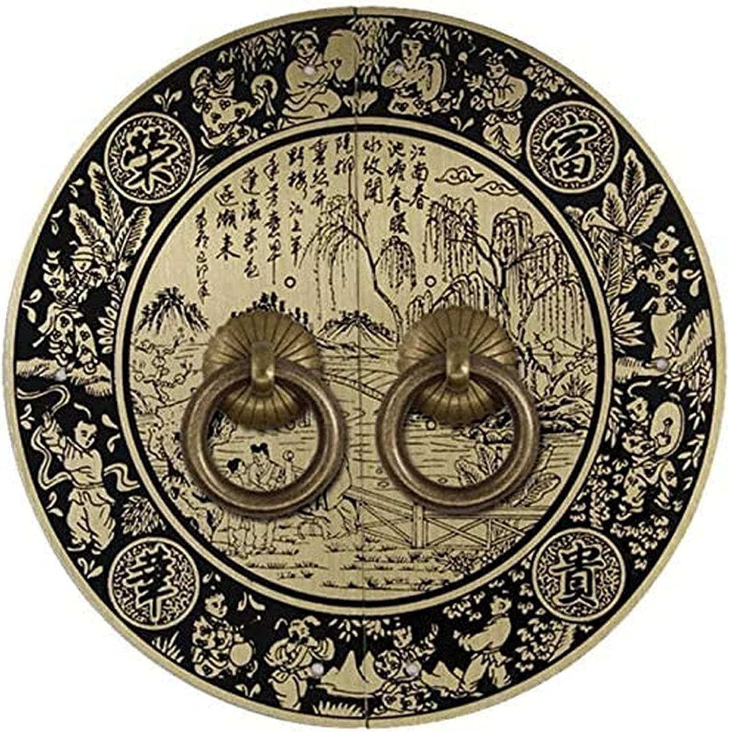 Classical Door Handle Antique Handle Chinese Antique Door Knocker Brass Cupboard Door Handle Round Handle Door Handle Furniture Closet Door Handle Cabinet (J)