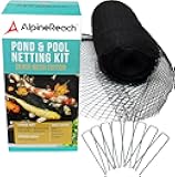 AlpineReach Pond Netting Kit 15 x 20 Feet & 20 Steel Staples - Woven Fine Mesh Heavy Duty Stretch Net Cover for Leaves - Protects Koi Fish from Blue Heron Birds Cats Predators - Galvanized Stakes
