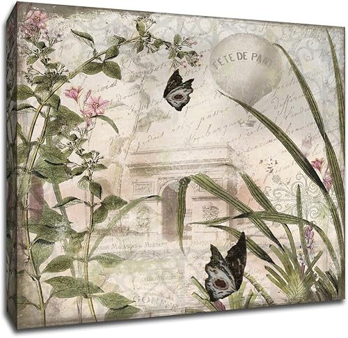 Tarde en París II  Vintage cocina arte  12 x 12 lona envuelto galería arte de pared