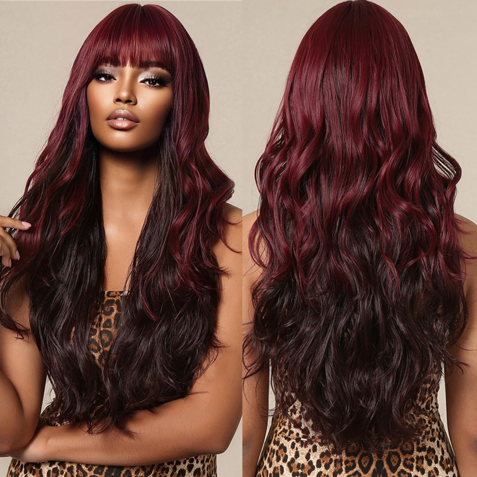 Amazon.com : Allbell Long Burgundy mixed Black Wigs for 