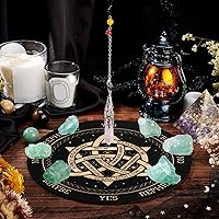 Vista 5 de ORIGACH Tablero de péndulo de nudo de 7.9 pulgadas, tablero de adivinación de brujería de madera con péndulo de radiestesia de cristal