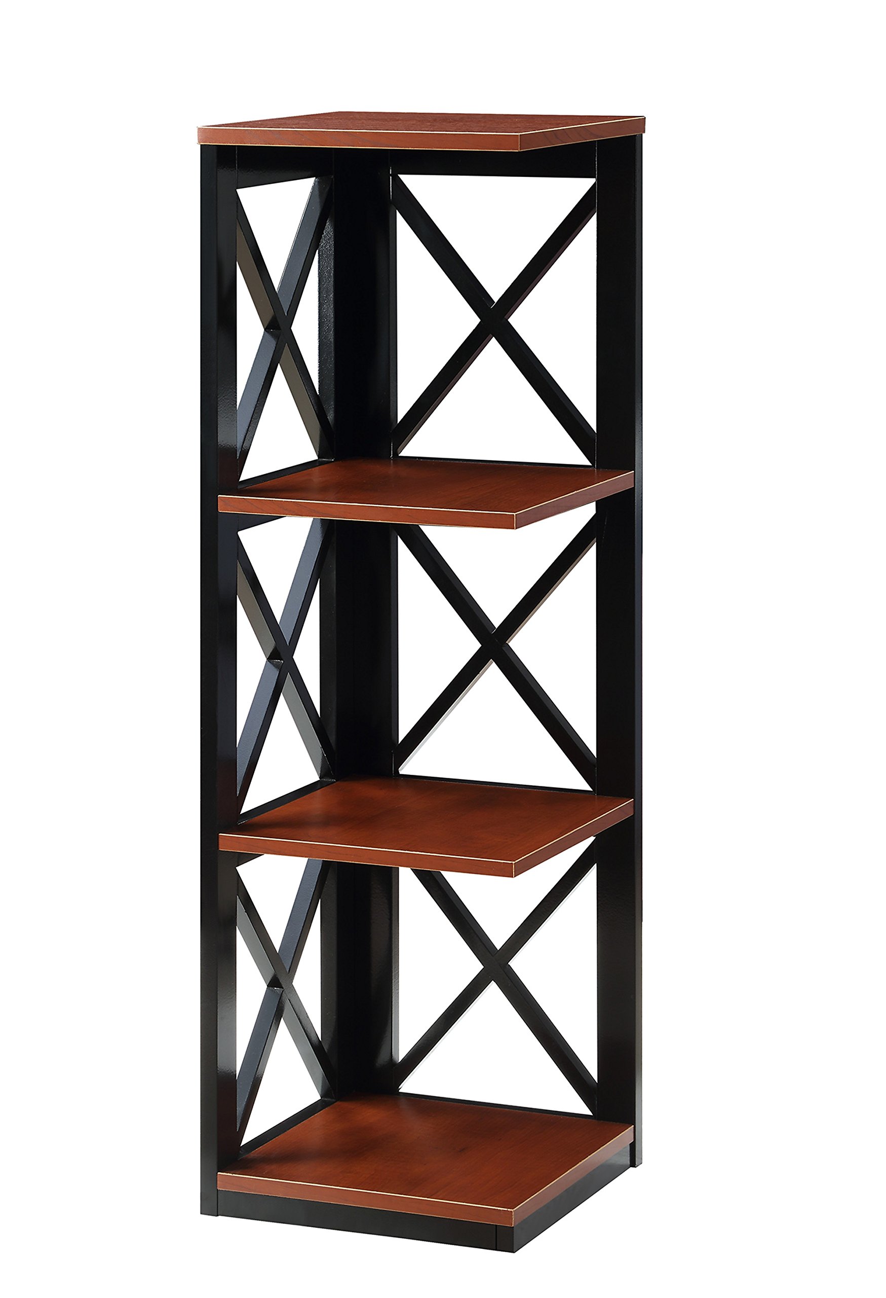 Convenience Concepts Oxford 3 Tier Corner Bookcase, Cherry / Black