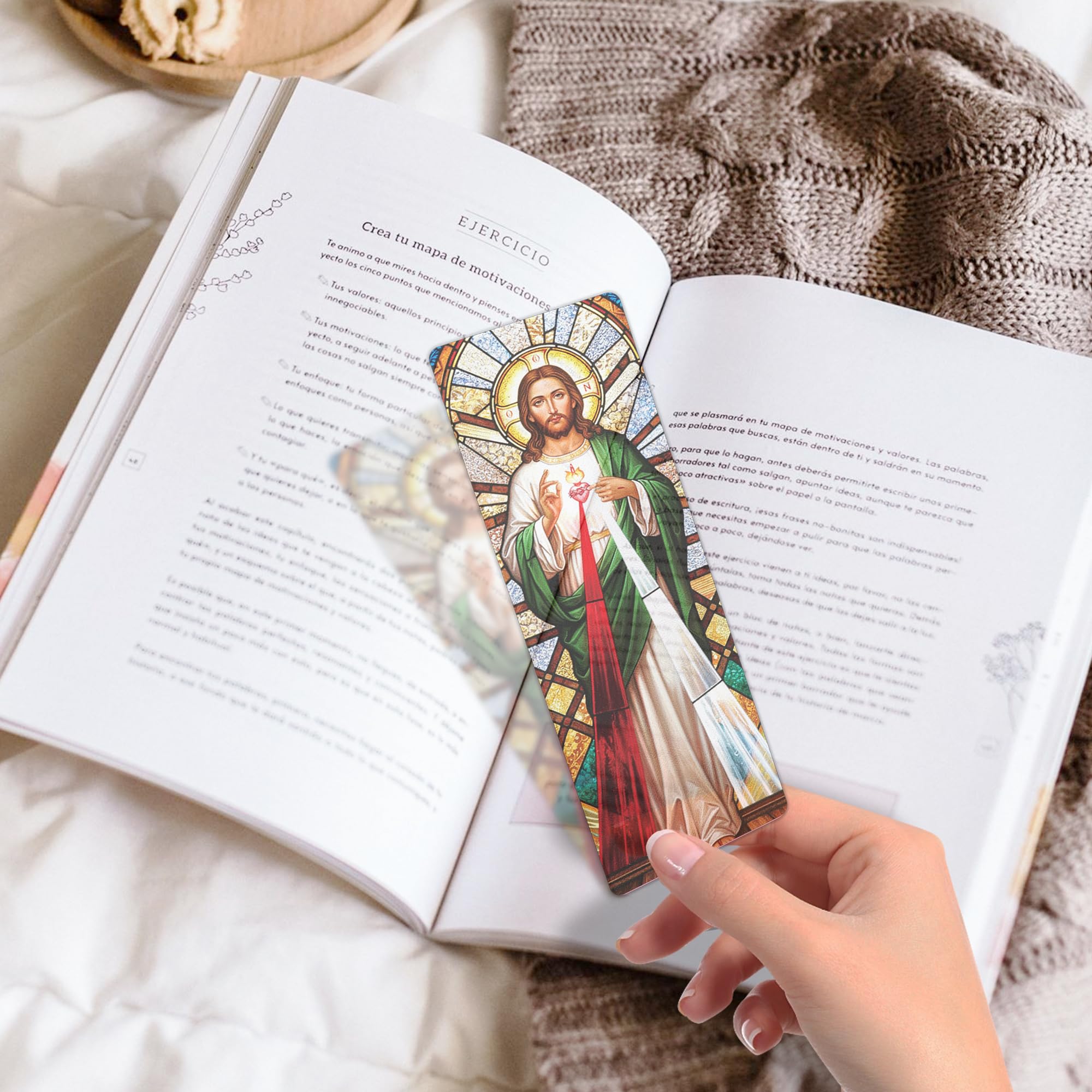 Catholic Stained Glass Bookmarks Set, 20 Transparent PVC Religious Bookmarks Featuring Saints and Virgin Mary Designs, Catholic Gifts for Women Men School and Office Supplies