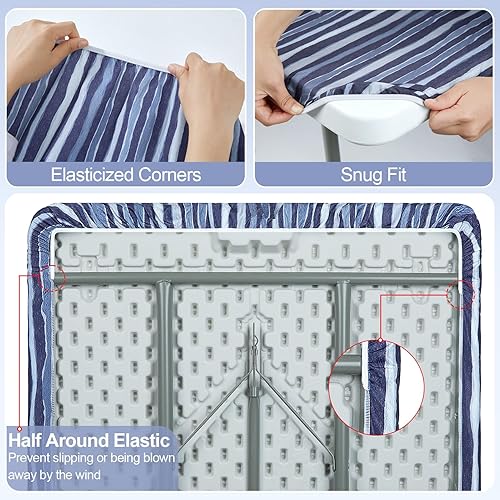 Miniatura 202 de Play Tailor - Mantel para mesa de pícnic con cubiertas para bancas, impermeable y a prueba de viento con bolsa de cordón, ajustable a mesas y bancas