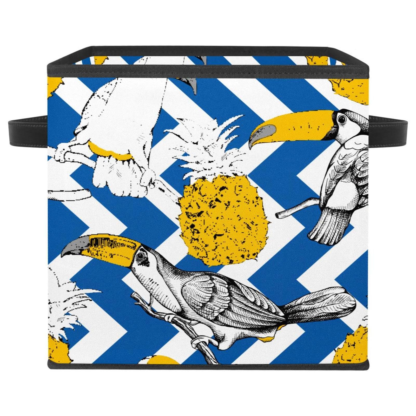 Cube de rangement pliable en tissu Toucans ananas pour armoire et maison