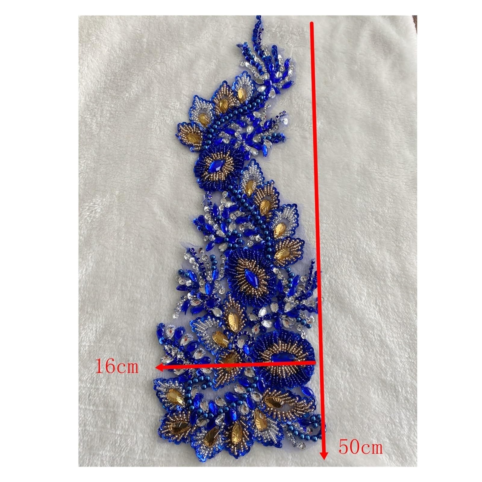 Apliques de encaje con bordado de abalorios Apliques de diamantes imitación for coser a mano, parches encaje cristal, accesorio for ropa vestir