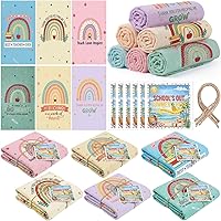 Mindsoft Rainbow Teacher Appreciation Beach Towels - 12pc Bulk Set with Thank You Cards, End of Year Gifts for Teachers & Summer Essentials