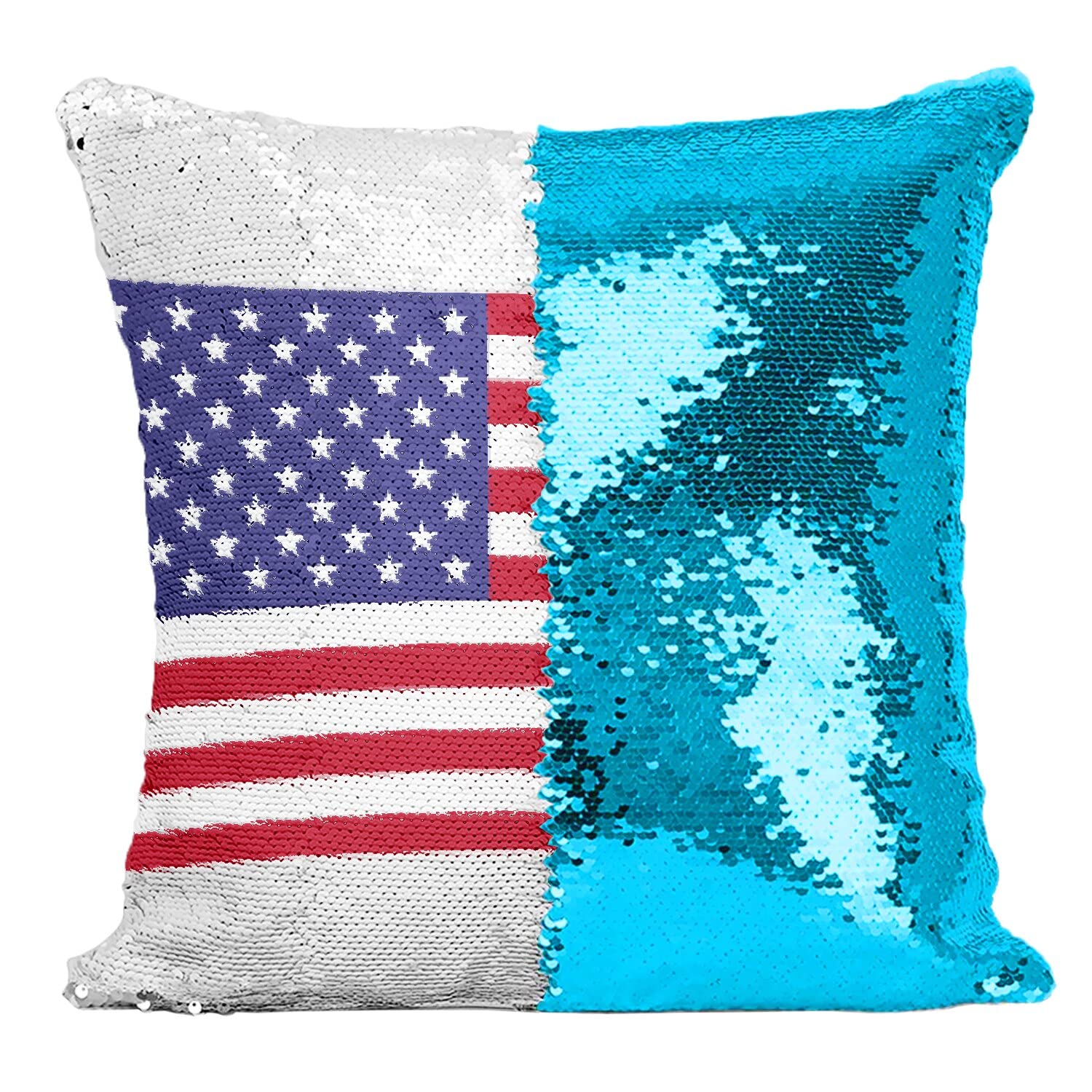 Housse de coussin sequin drapeau Etats-Unis pour supporter