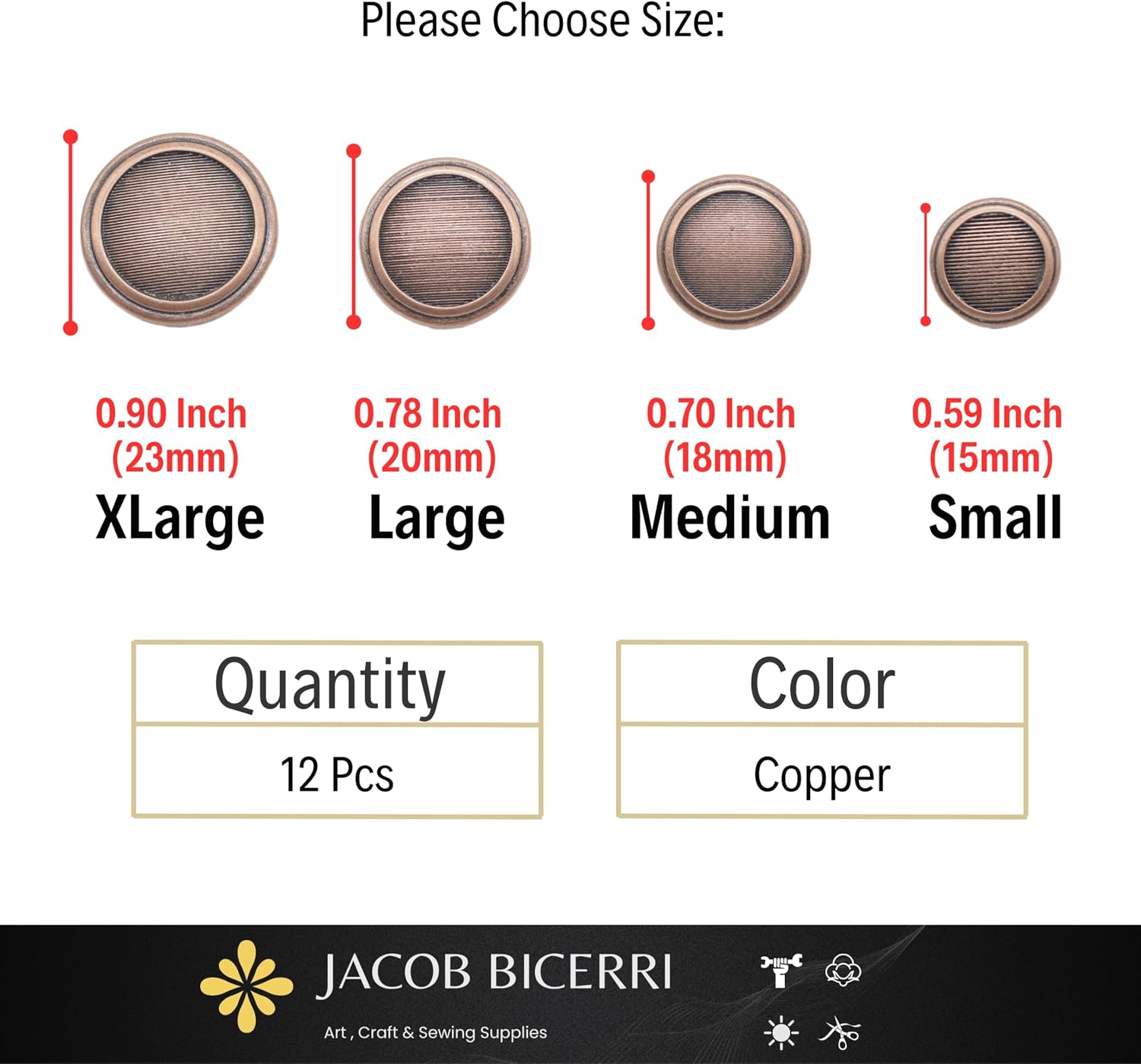 Antique Copper Metal Buttons - 12 Pcs - 4 Size Options - Striped Round Metal Shank Buttons Vintage for Men Women Blazer Coat Uniform Shirt Suit and Jacket Sewing Craft DIY N22301 image 2