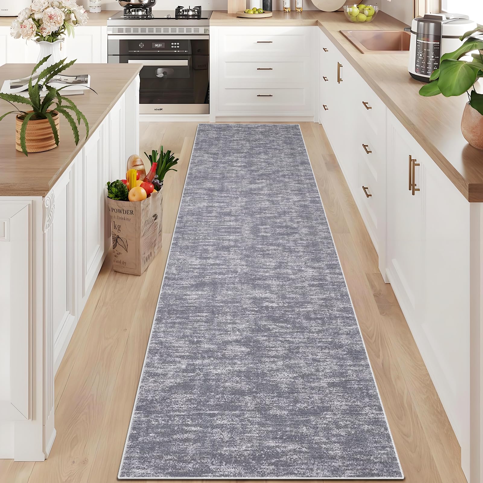 Alfombra cocina lavable antideslizante 50x350 cm corredor largo pasillo gris