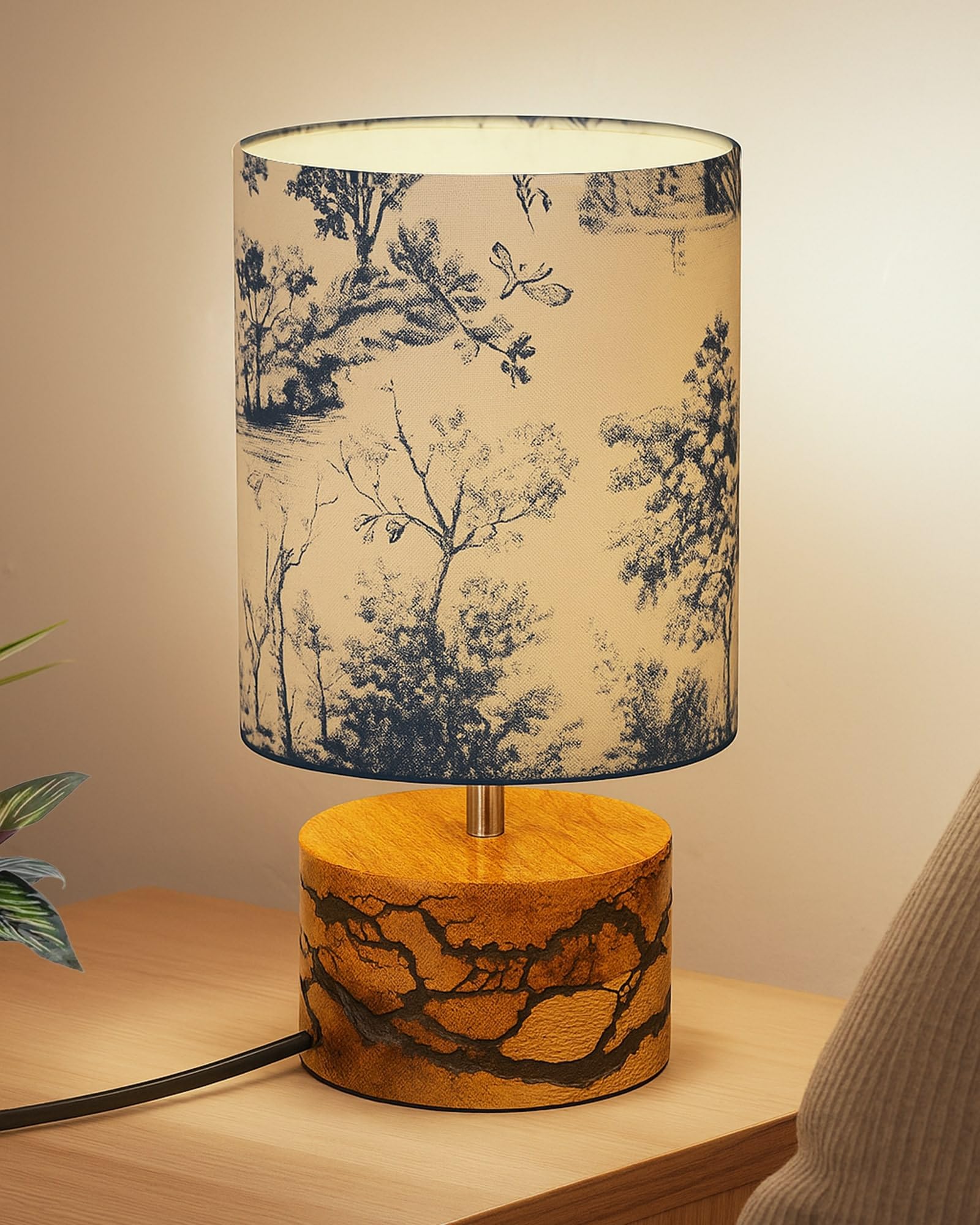 Homesake® Classic Wooden Table Lamp with Shade for Bedroom, Living Room | Bedside Lamp, Decorative Night Lamp Light Home Décor, Office, Gift, Study & Kids Room, Shocker Fractal, (English County)-image-10