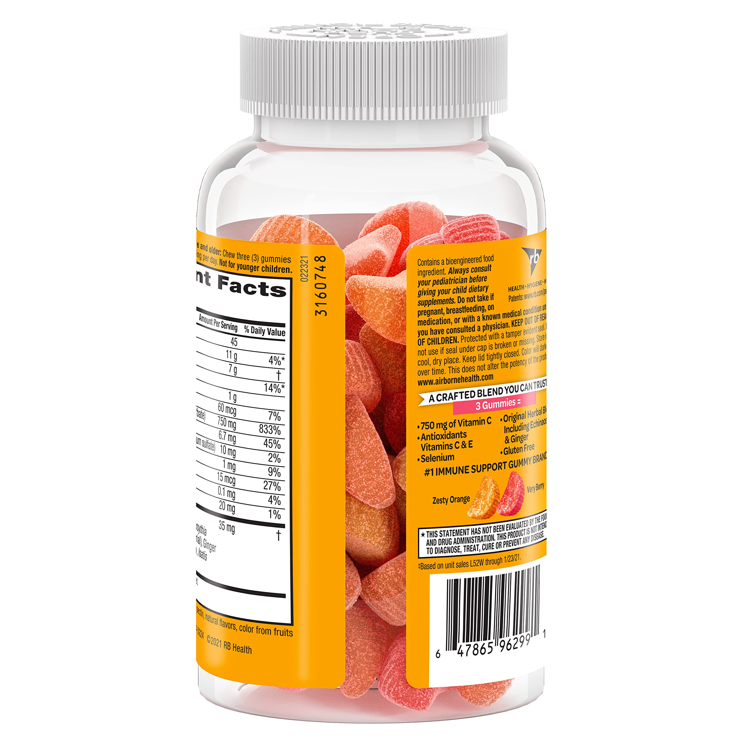Airborne 750mg Vitamin C Gummies For Adults, Immune Support Gummies