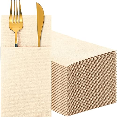 Servilletas desechables de papel Airlaid con tacto de lino, servilletas de papel preplegadas con bolsillo integrado para cubiertos para cubiertos, disponible en Yaxa Peru