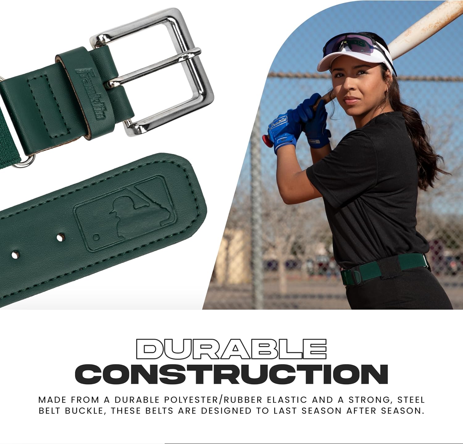 Franklin Sports MLB Youth Kids Belt for Teeball, Baseball + Softball - Adjustable - Boys and Girls