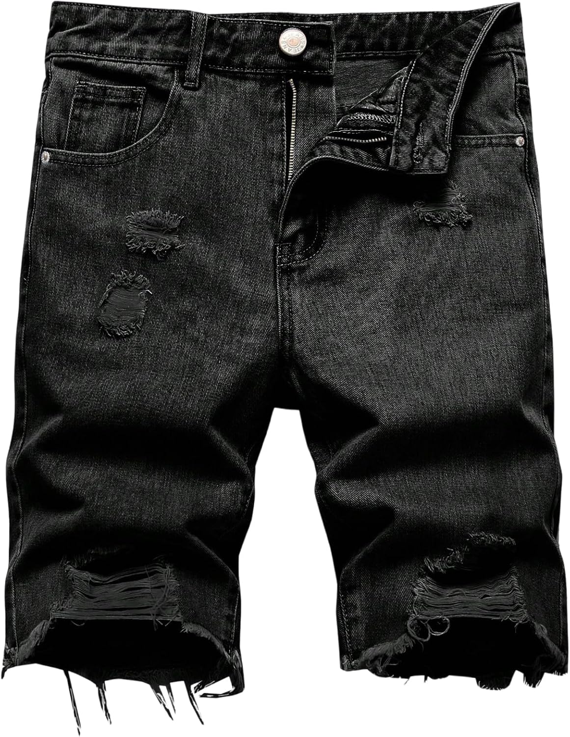 GORGLITTER Men's Ripped Denim Shorts Distressed Raw Hem Jean Shorts Summer Street Jorts