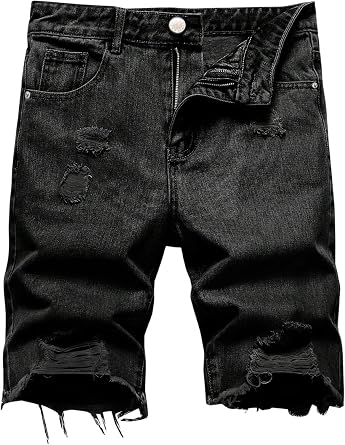 GORGLITTER Men's Ripped Denim Shorts Summer Distressed Jean Shorts Jorts