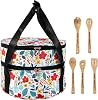 Qchengsan Insulated Casserole Carrier,Round Casserole Carriers for Hot or Cold Food with 5 Wooden Spoons,Double Decker Food Pie Cake Carrier Dish Carrying Case,Pioneer Woman Kitchen Stuff for Picnic