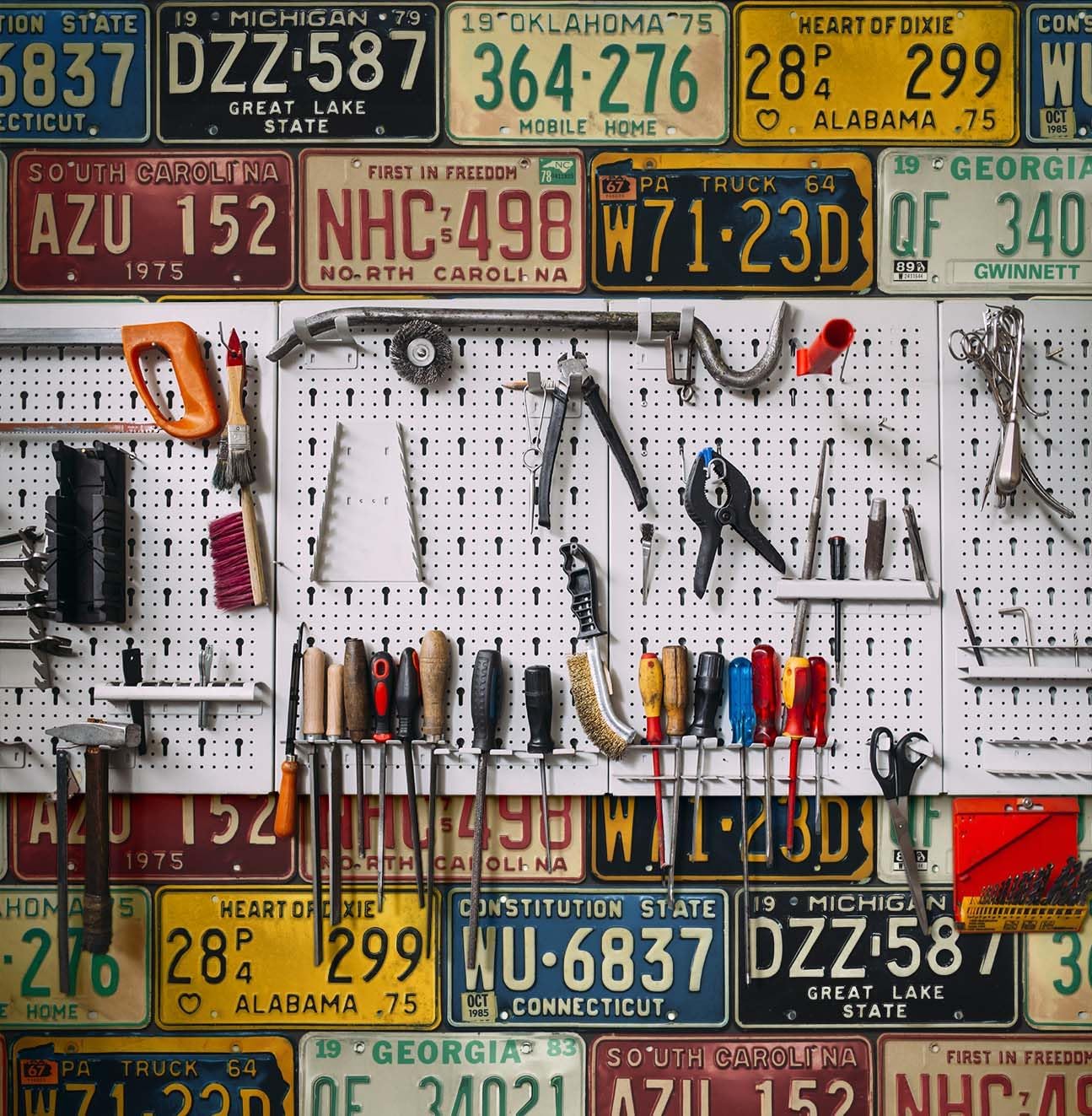 NextWall Harry & Grace License Plates Novelty Peel and Stick Wallpaper (Multicolored)