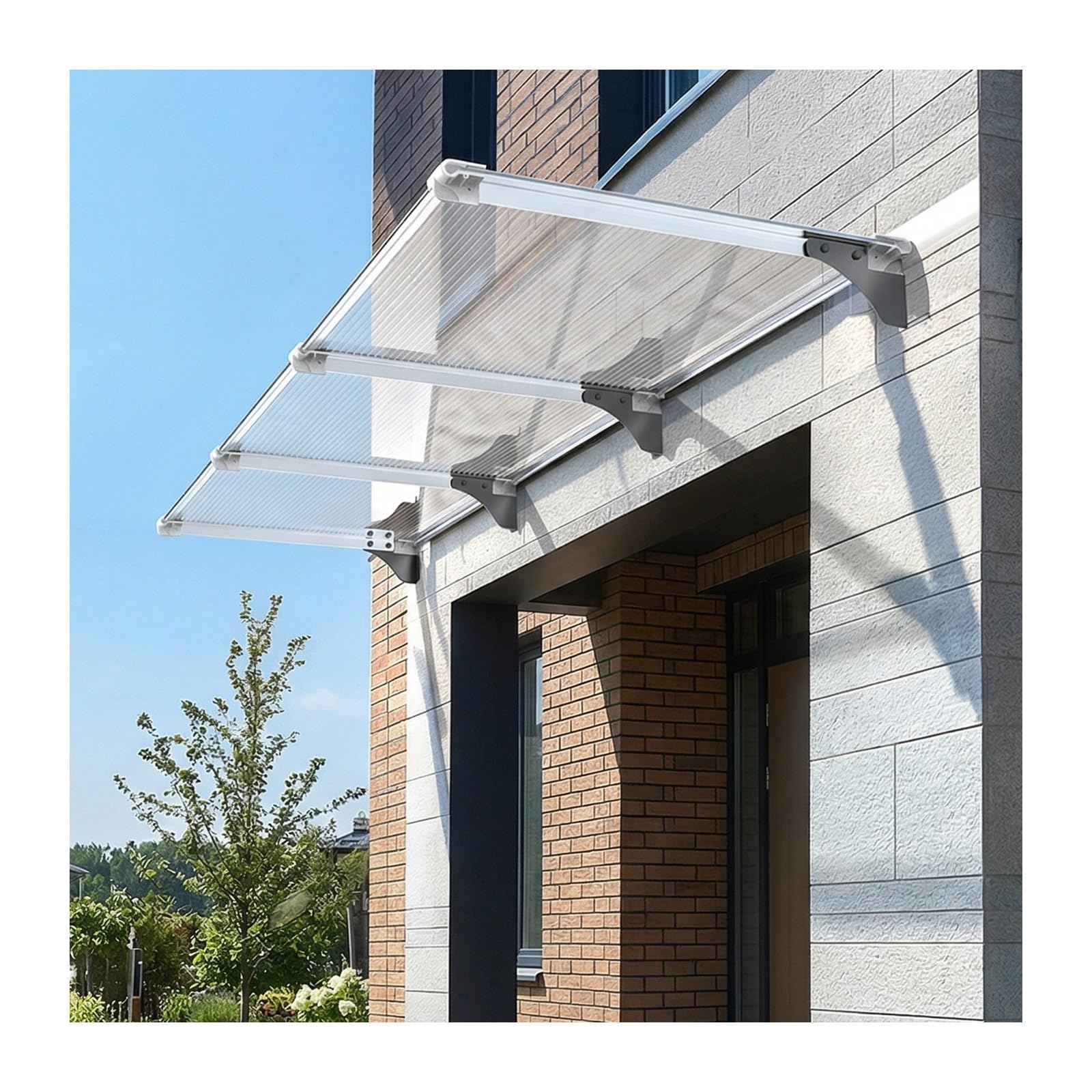 Auvent pour porte d'entrée extérieure marquise de balcon 100x220cm protection pluie