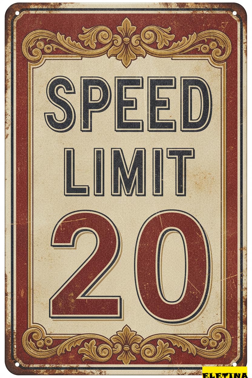 Personalized Sign for Man Cave 20 Mph Speed Limit, Metal Aluminum Traffic Neighborhoods, Yard, Private Roads, Parking Lots, Driveways, 20 Birthday Decorations & Gift, 8 X 12 Inch Property Decorative