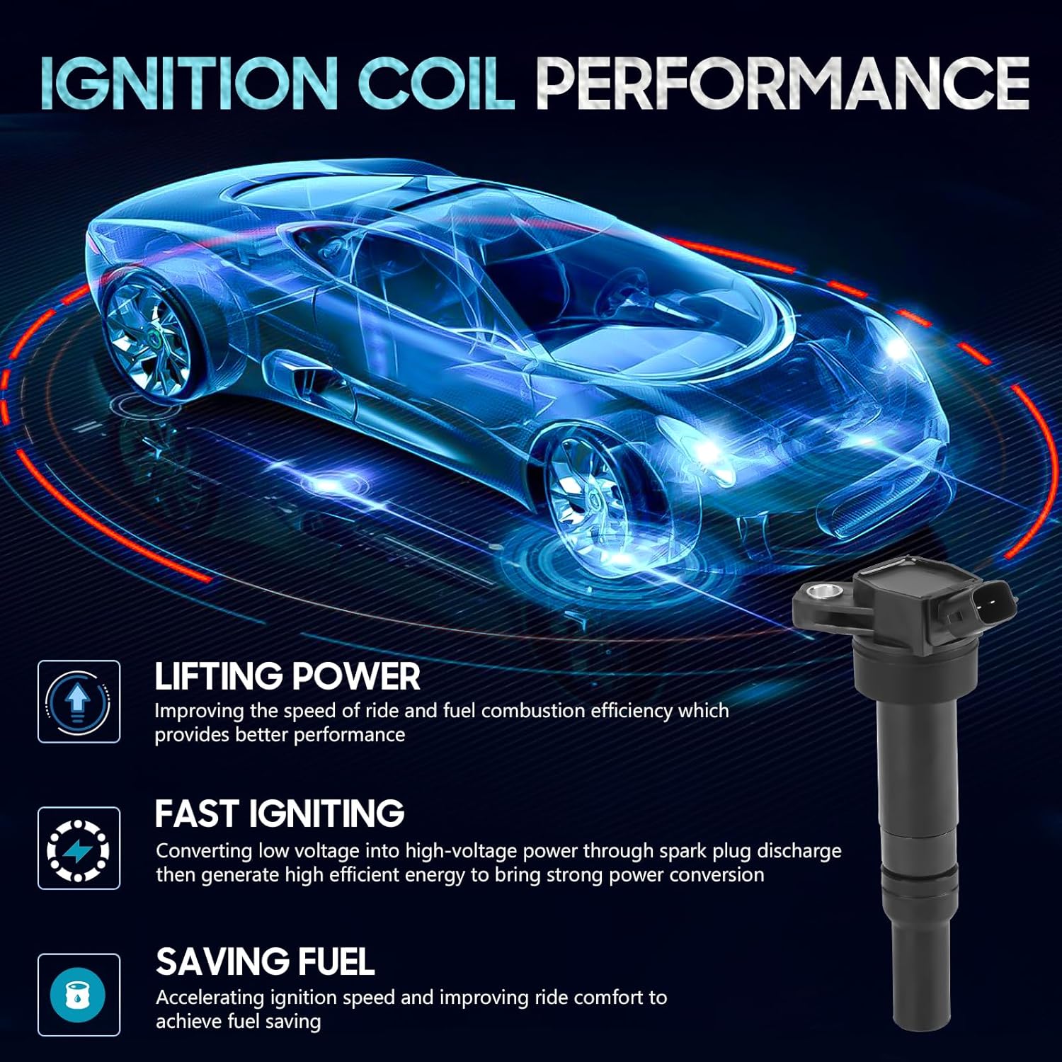 4PCS Ignition Coil Pack with 4PCS Iridium Spark Plug Compatible with Hyundai Elantra Coupe GT Tuscon Kia Forte Koup Soul 1.8L 2.0L, Replace for UF651 C1804 273002E000