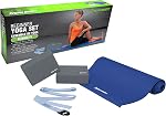IBF Iron Body Fitness Beginner Yoga Set, 4-Piece Kit Includes Non-Slip Mat, 2 Yoga Blocks, Yoga Strap, and Instructional Posing Chart