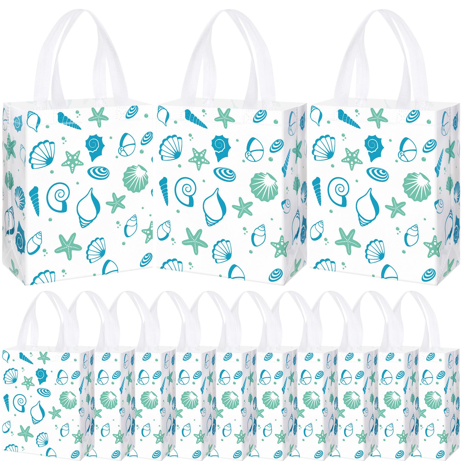 24 Pack Seashell Gift Bags Medium Goodie Summer Beach Starfish Bags